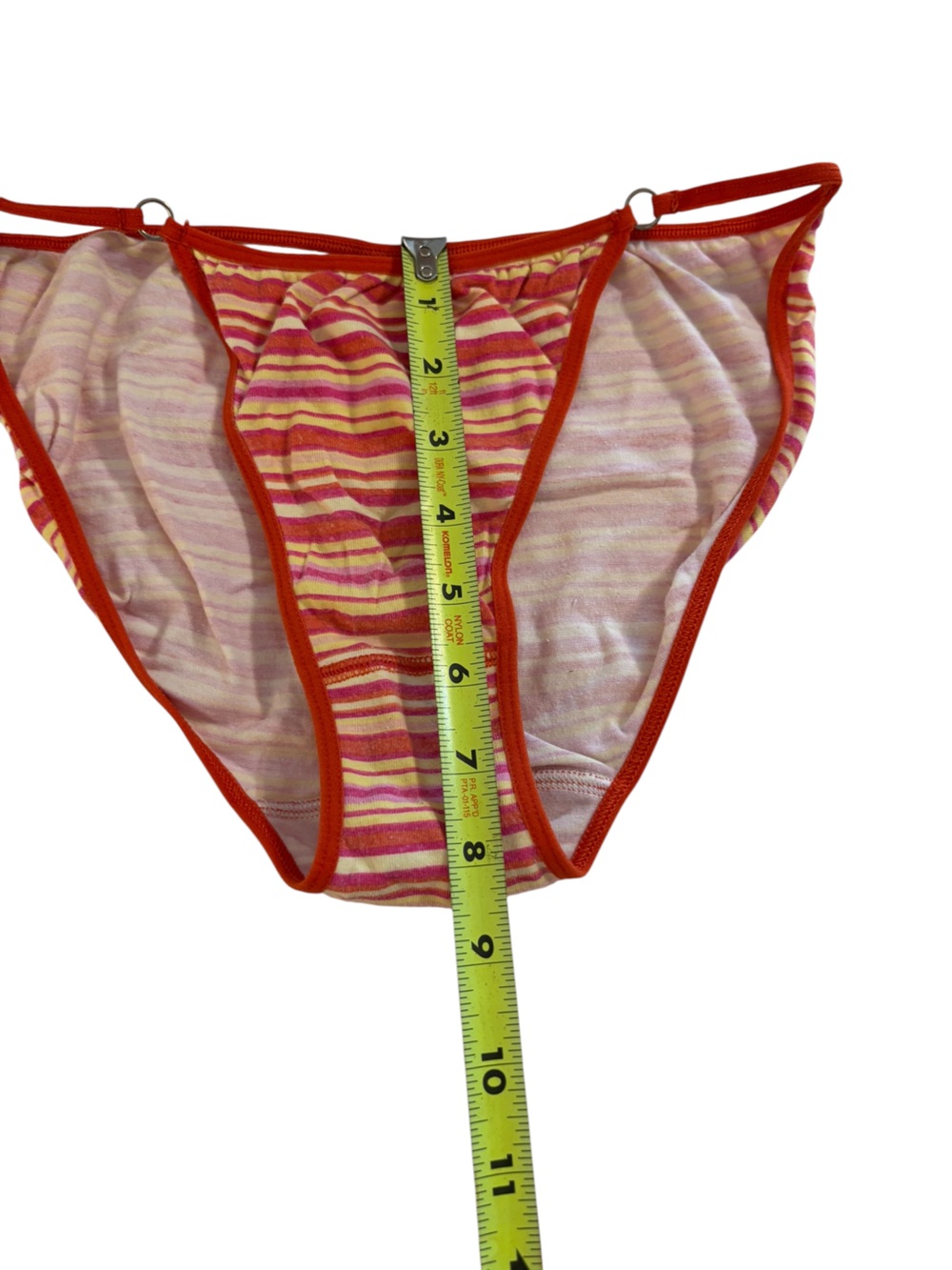 Vintage Y2K St. Eve Striped Bikini Panties Size Large Pink Orange Retro - Picture 5 of 6